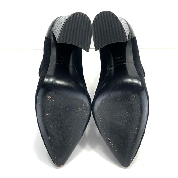 Charles David Micro Black Block High Heel Bootie Sz 7.5 Fine Leather Pointed Toe - Picture 7 of 13